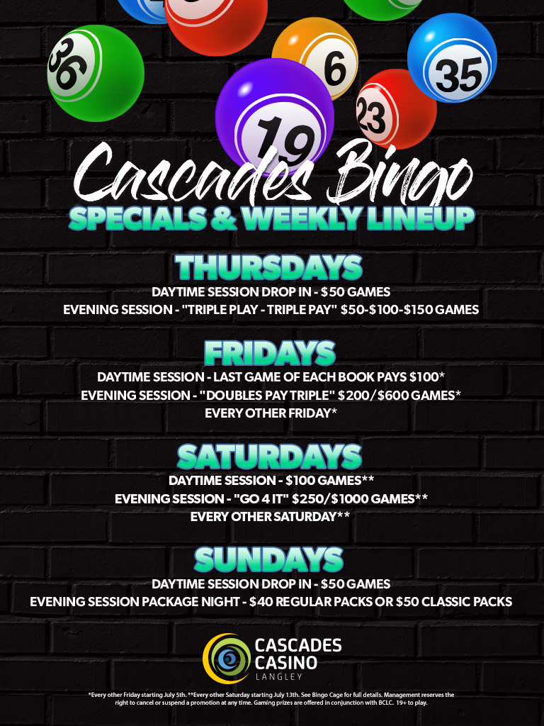 Bingo Specials & Weekly Lineup